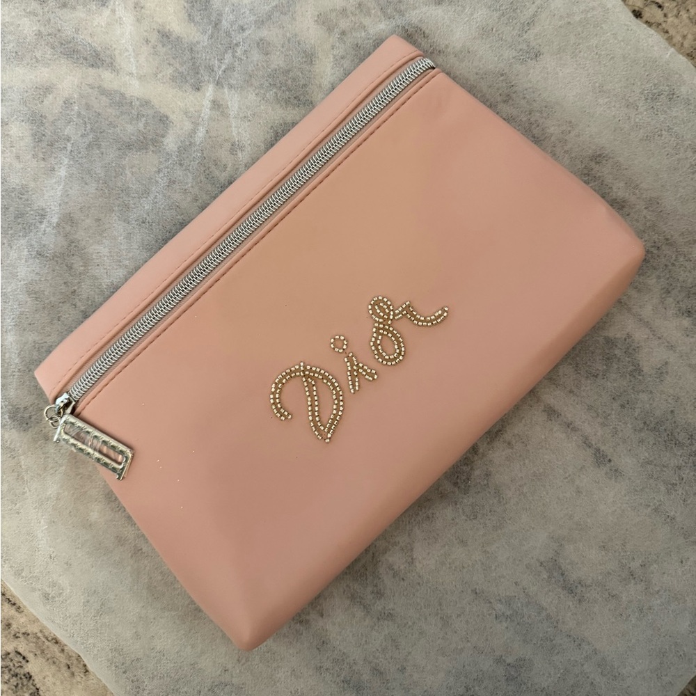 Dior beauty pink cosmetic pouch bag